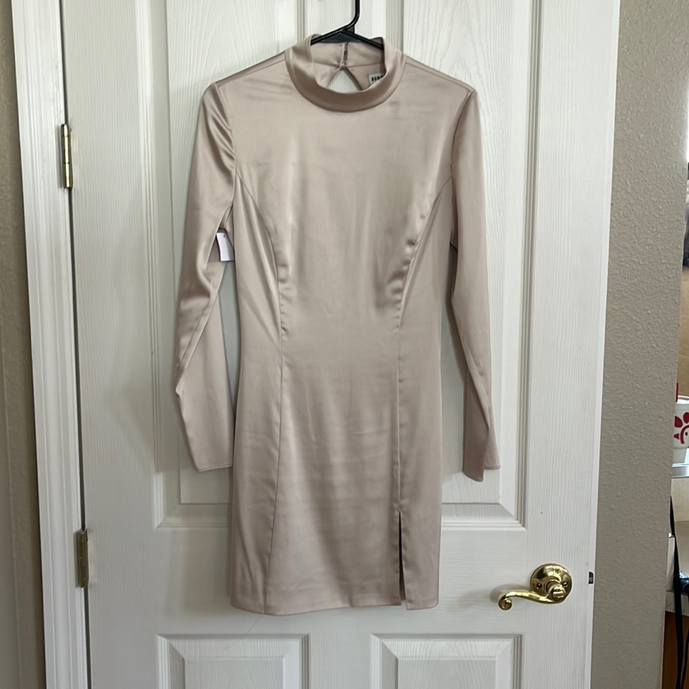 Aritzia Sunday Best Champagne Satin Dress